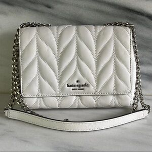 Kate Spade White Quilted Crossbody Bag with Chain Strap